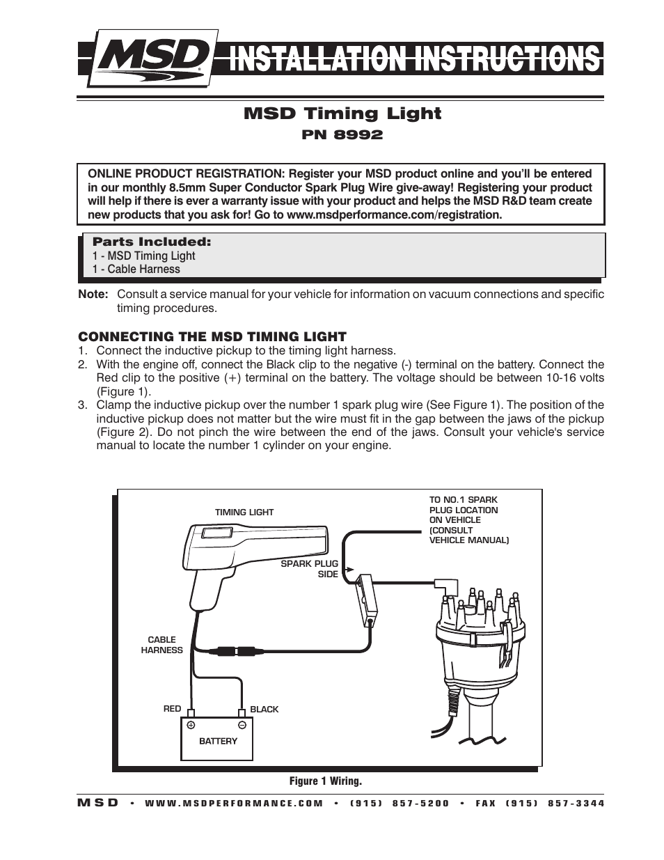 MSD 8992 Timing Pro Timing Light Installation User Manual | 4 pages