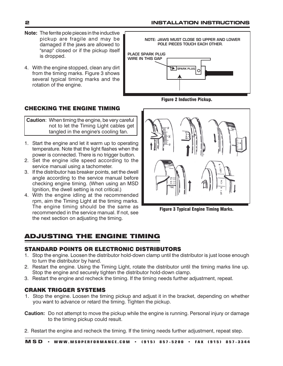 Adjusting the engine timing | MSD 8992 Timing Pro Timing Light Installation User Manual | Page 2 / 4