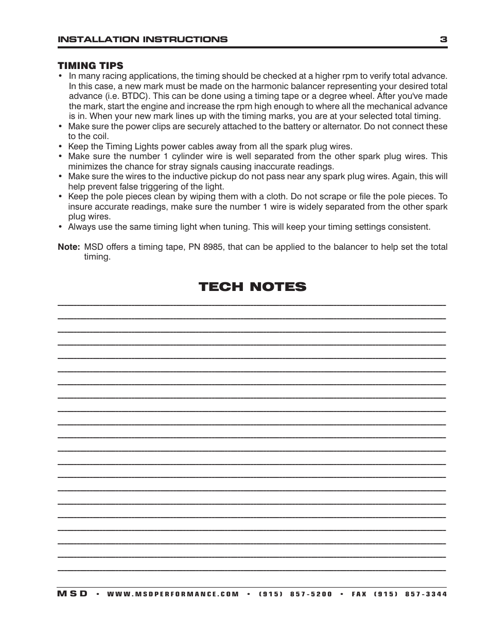 MSD 8992 Timing Pro Timing Light Installation User Manual | Page 3 / 4