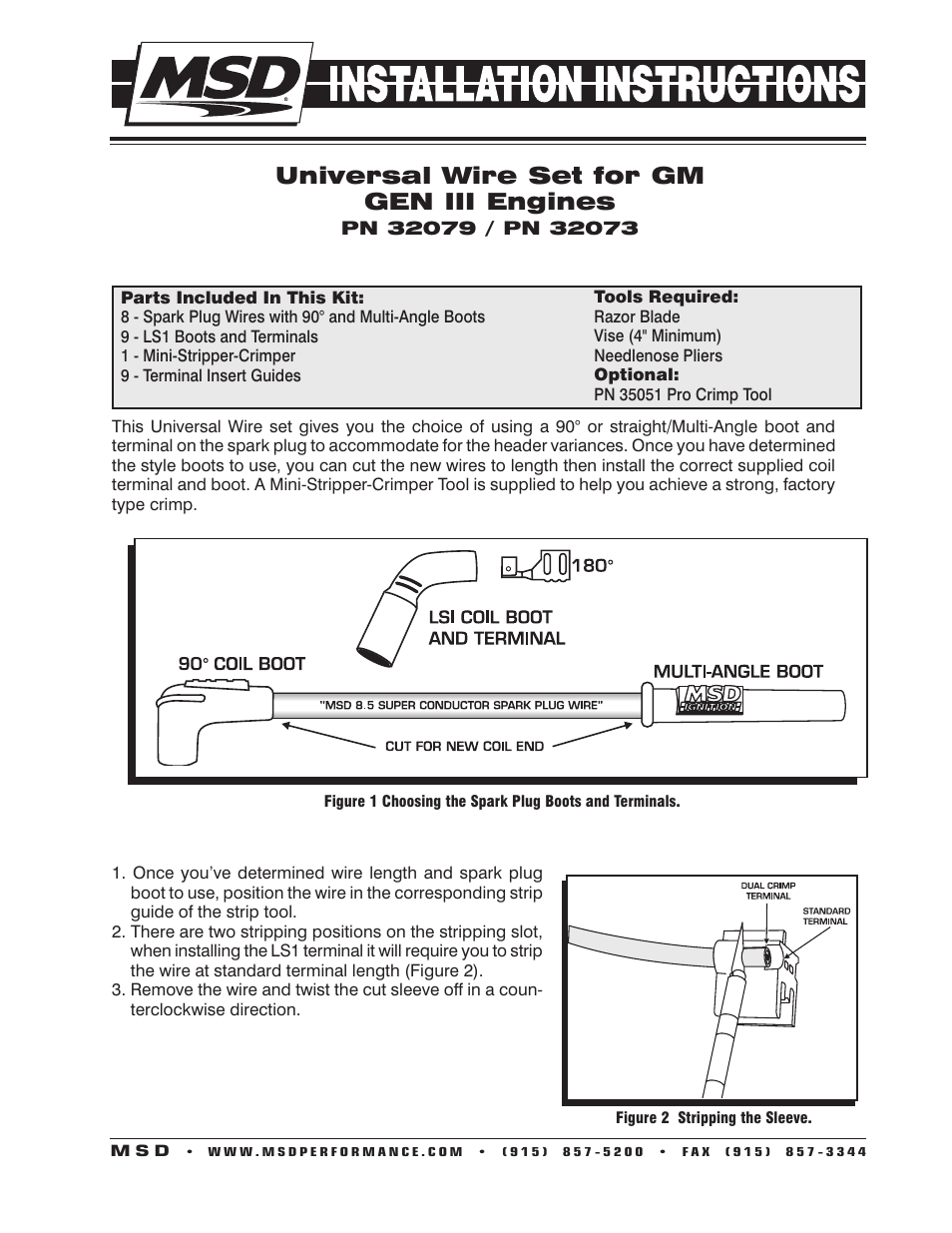 MSD 32079 Red Super Conductor Gen III LS-1_6 V8, Universal Installation User Manual | 4 pages