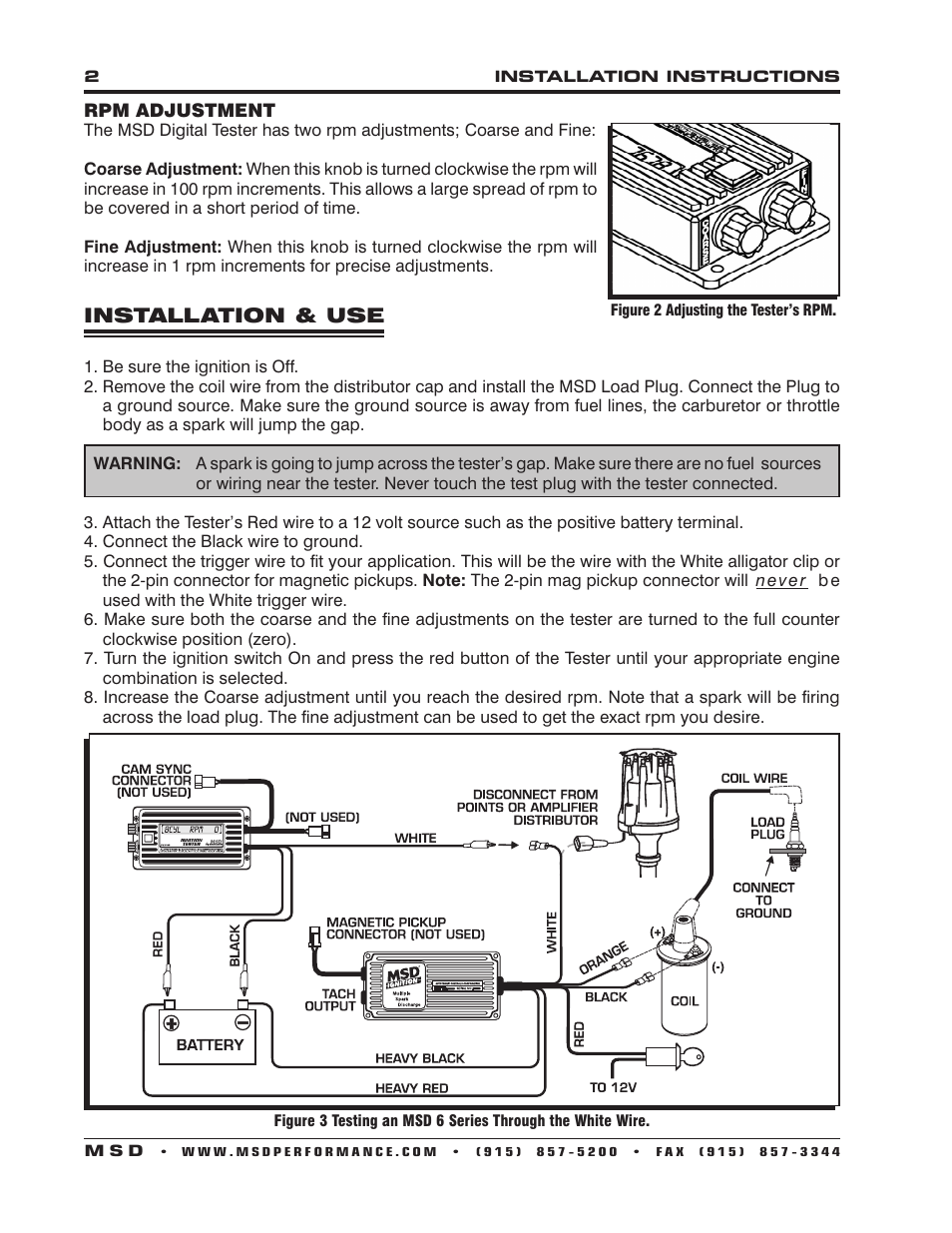 MSD 8998 Single Channel Digital Ignition Tester Installation User Manual | Page 2 / 8