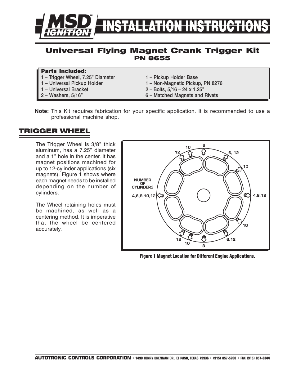MSD 8655 Universal Crank Trigger Kit Installation User Manual | 4 pages