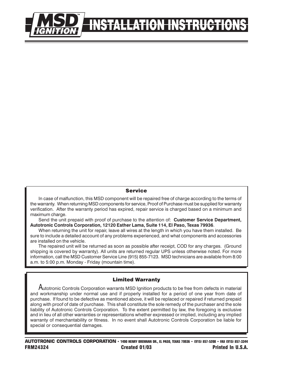 MSD 8655 Universal Crank Trigger Kit Installation User Manual | Page 4 / 4