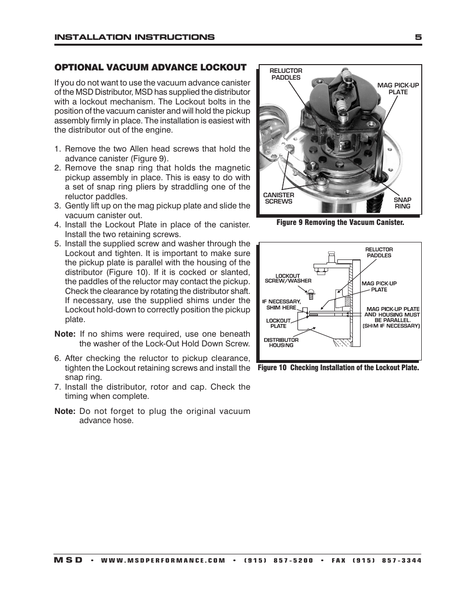 MSD 8388 Chrysler 318-360, Ready to Run Distributor Installation User Manual | Page 5 / 8