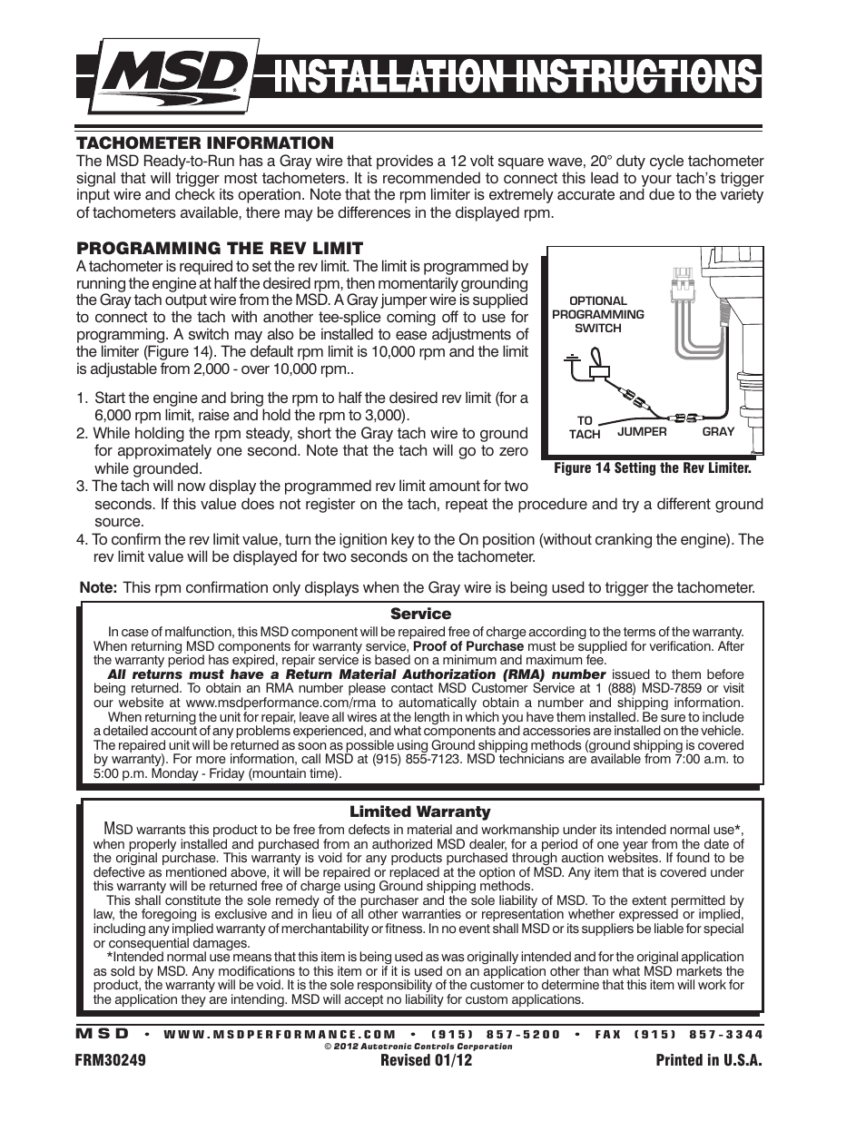 MSD 8388 Chrysler 318-360, Ready to Run Distributor Installation User Manual | Page 8 / 8