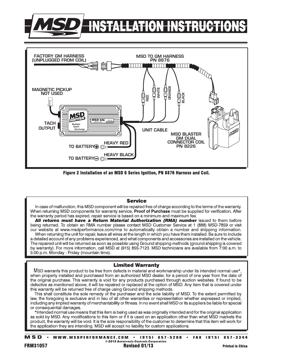 MSD 8226 GM Dual Connector Coil Installation User Manual | Page 2 / 2