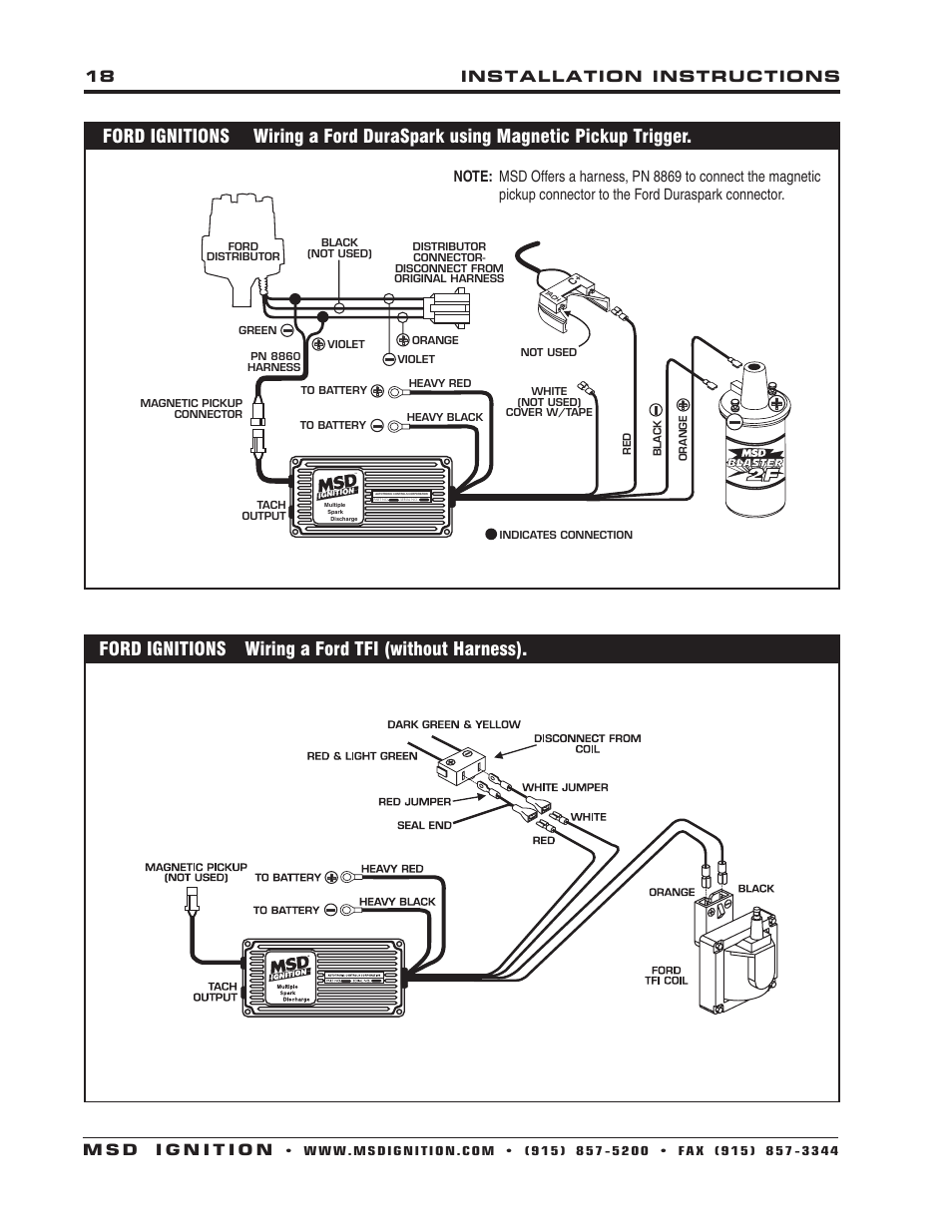 Ford ignitions wiring a ford tfi (without harness) | MSD 6430 6ALN Ignition Control Installation User Manual | Page 18 / 24
