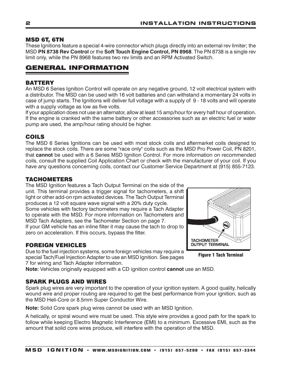 MSD 6430 6ALN Ignition Control Installation User Manual | Page 2 / 24