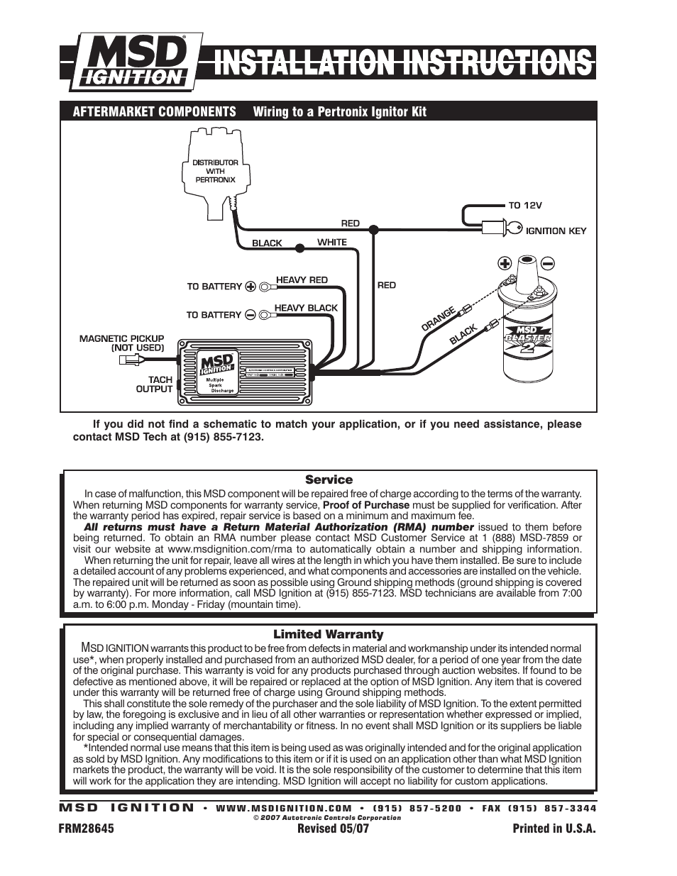 MSD 6430 6ALN Ignition Control Installation User Manual | Page 24 / 24