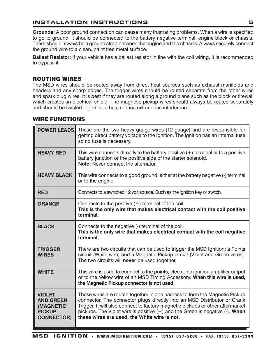 MSD 6430 6ALN Ignition Control Installation User Manual | Page 5 / 24