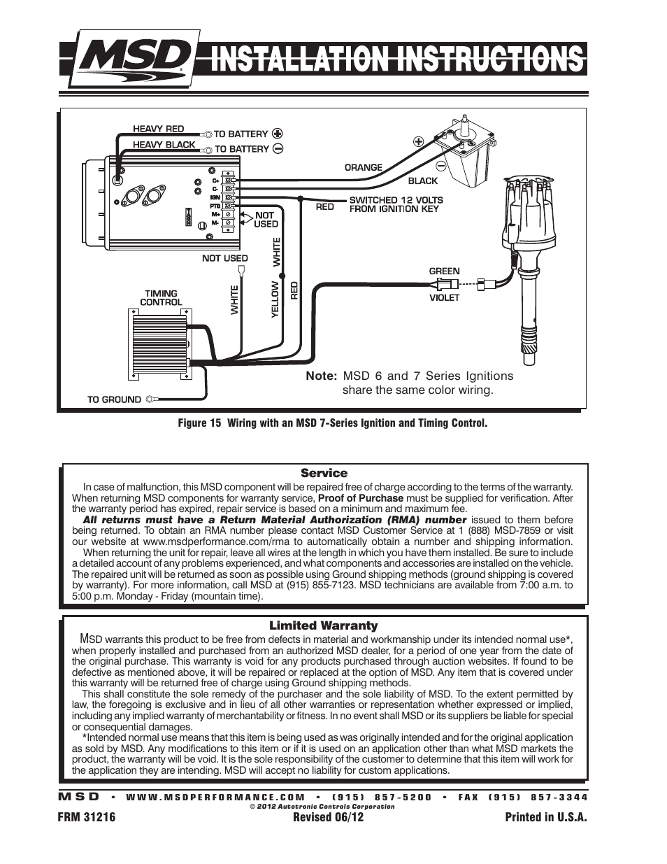 MSD 85551 Chevy V8 Pro-Billet Distributor Installation User Manual | Page 8 / 8