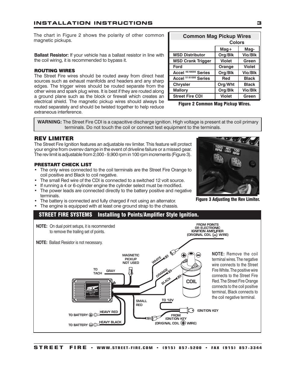 Rev limiter, Common mag pickup wires | MSD 5520 Street Fire Ignition Control Installation User Manual | Page 3 / 12