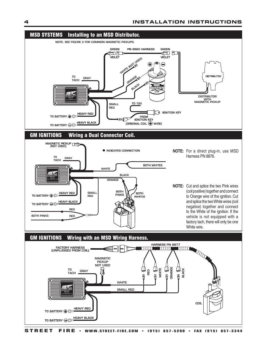 Gm ignitions wiring with an msd wiring harness | MSD 5520 Street Fire Ignition Control Installation User Manual | Page 4 / 12