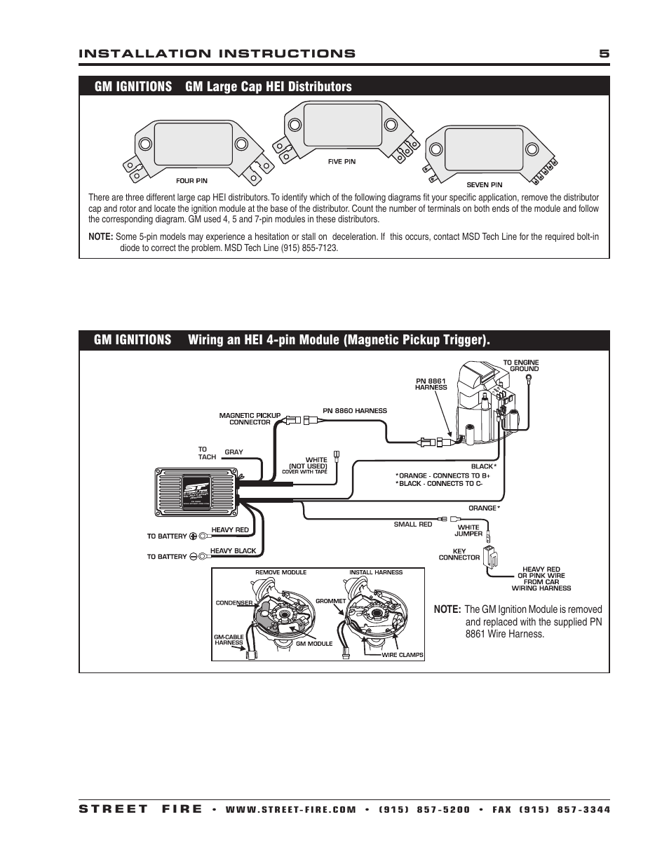 Gm ignitions gm large cap hei distributors | MSD 5520 Street Fire Ignition Control Installation User Manual | Page 5 / 12