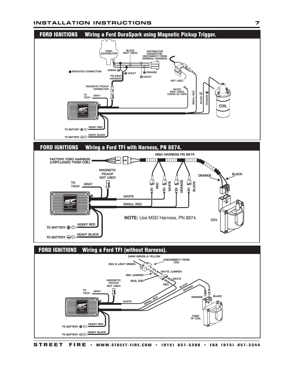 Ford ignitions wiring a ford tfi (without harness) | MSD 5520 Street Fire Ignition Control Installation User Manual | Page 7 / 12
