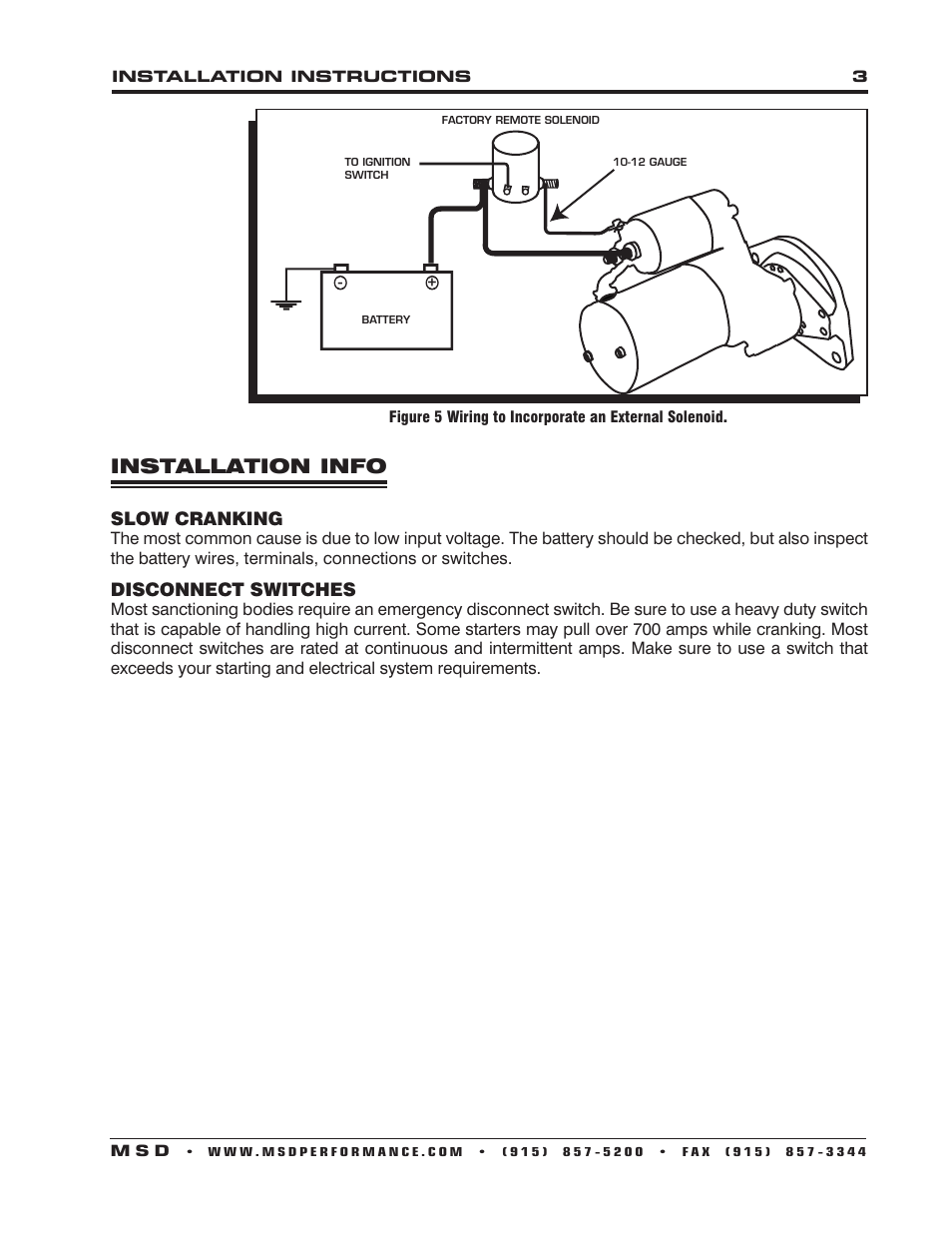 Installation info | MSD 50981 DynaForce Starter, Chrysler 318-440 Engines Installation User Manual | Page 3 / 4