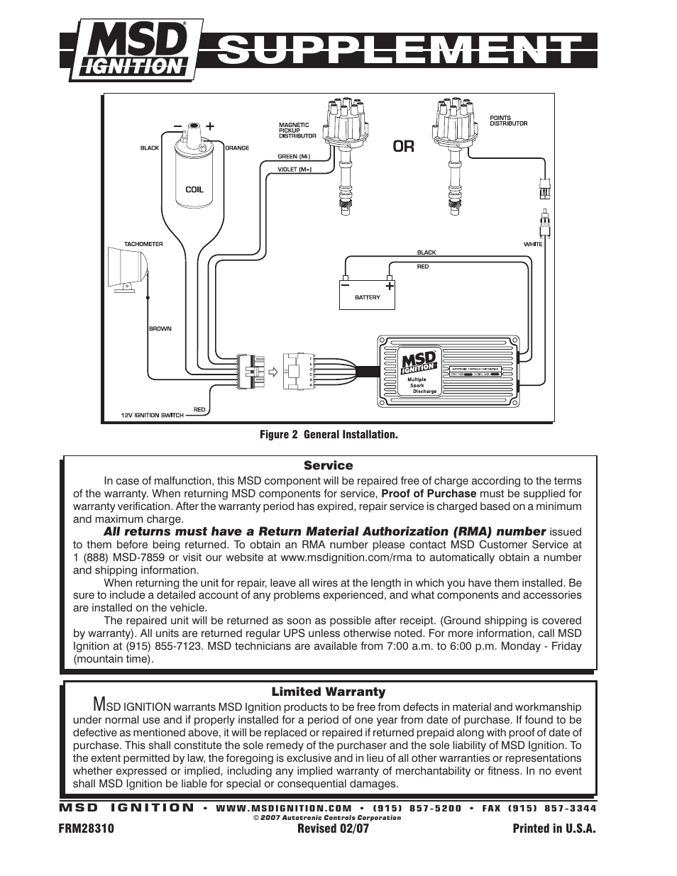 Supplement | MSD 6430 6ALN Ignition Control Supplement User Manual | Page 2 / 2