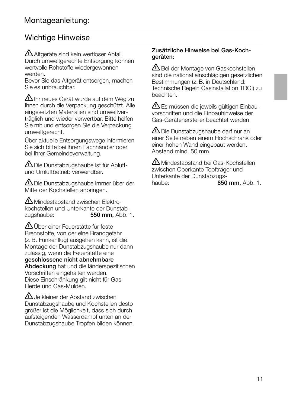 Montageanleitung: wichtige hinweise | Siemens LC 957 AA 70 User Manual | Page 11 / 108