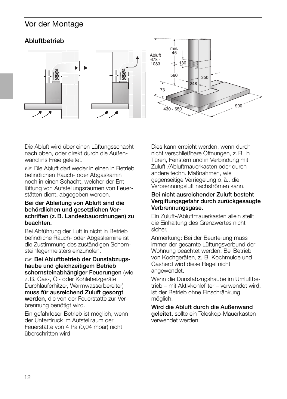 Vor der montage | Siemens LC 957 AA 70 User Manual | Page 12 / 108