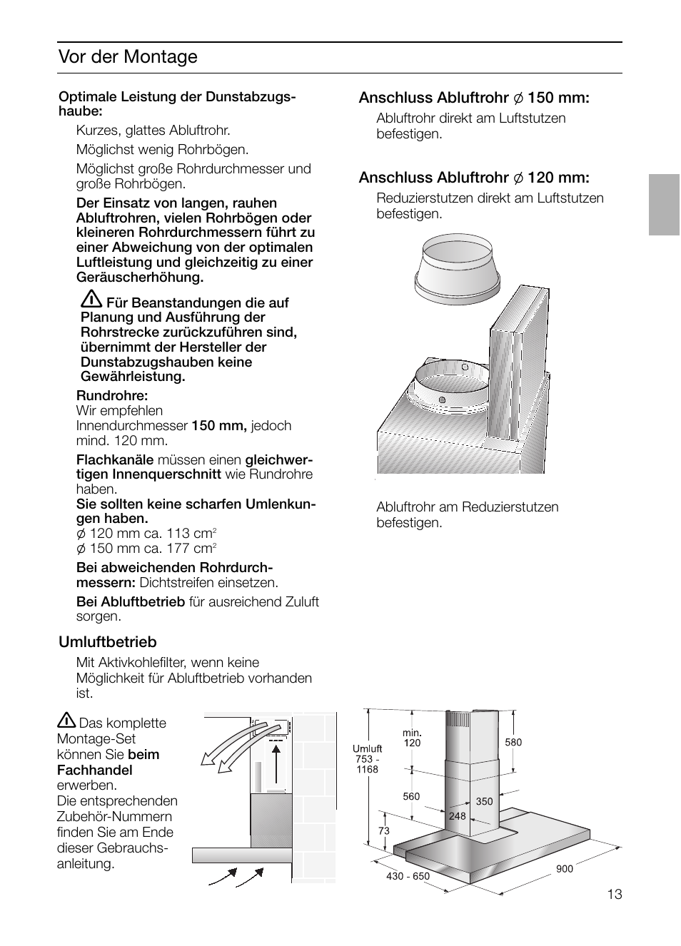 Vor der montage | Siemens LC 957 AA 70 User Manual | Page 13 / 108