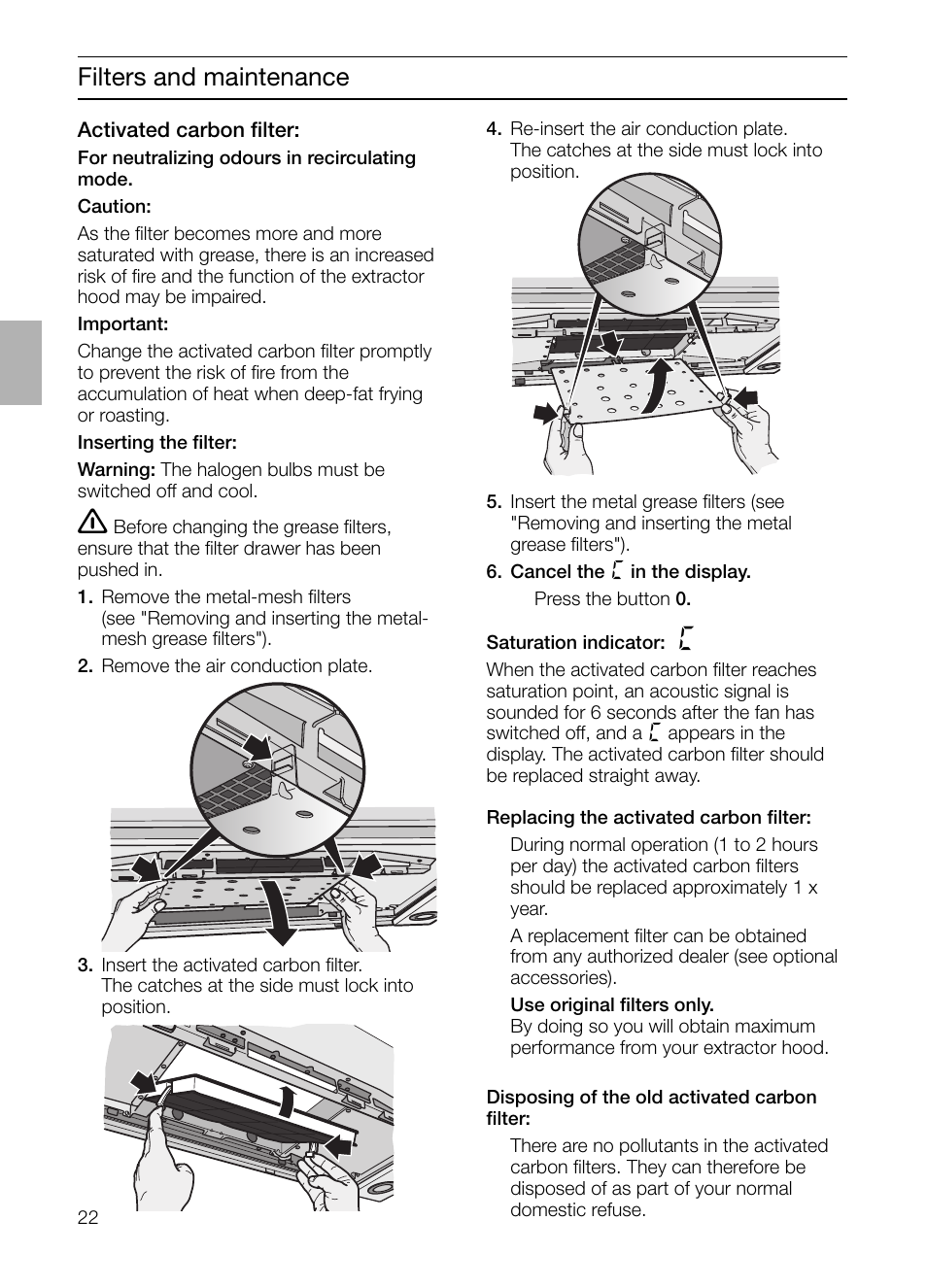 Filters and maintenance | Siemens LC 957 AA 70 User Manual | Page 22 / 108