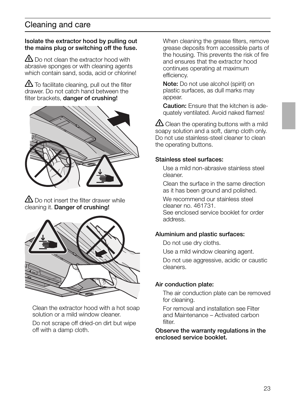 Cleaning and care | Siemens LC 957 AA 70 User Manual | Page 23 / 108