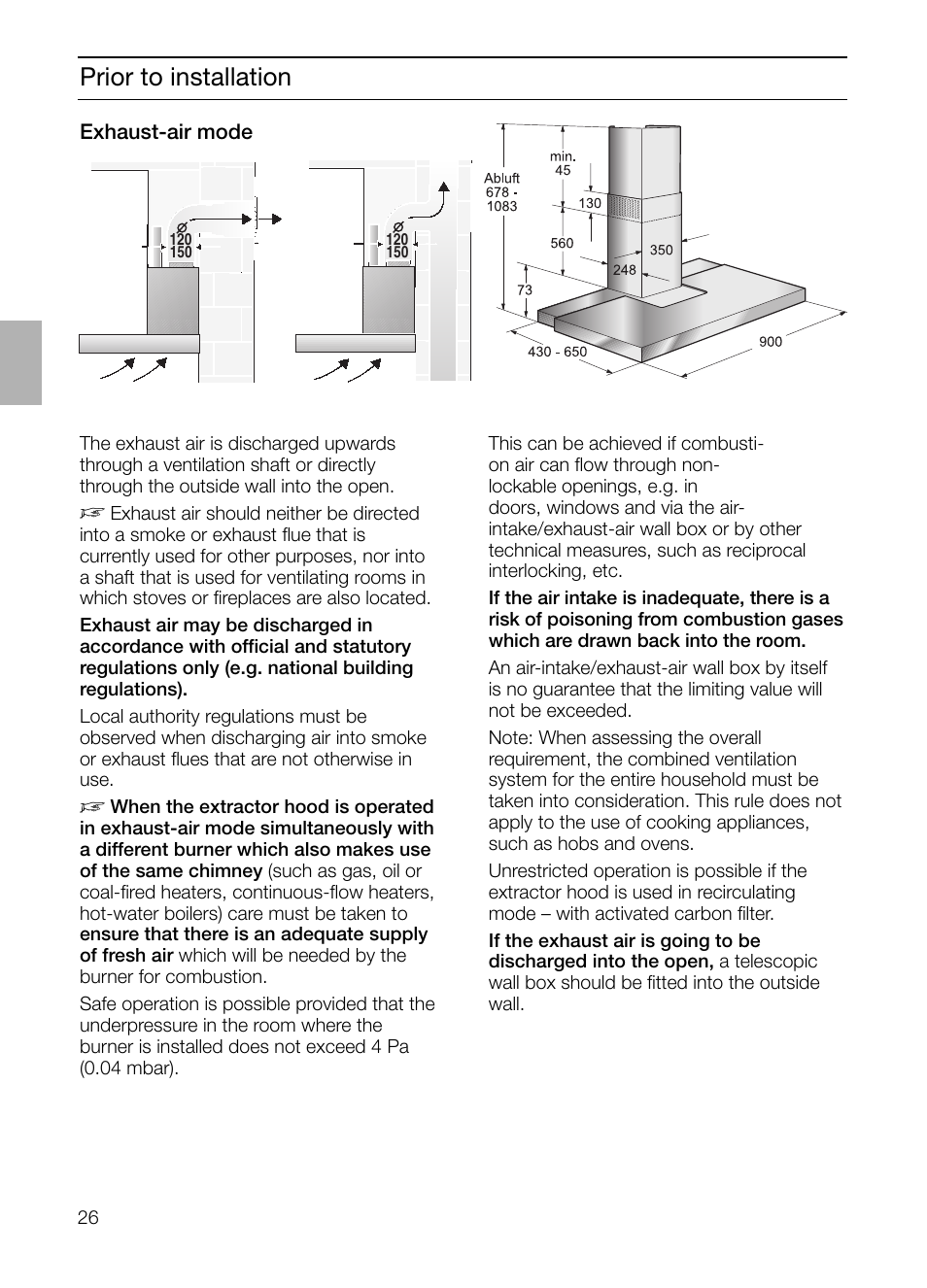 Prior to installation | Siemens LC 957 AA 70 User Manual | Page 26 / 108