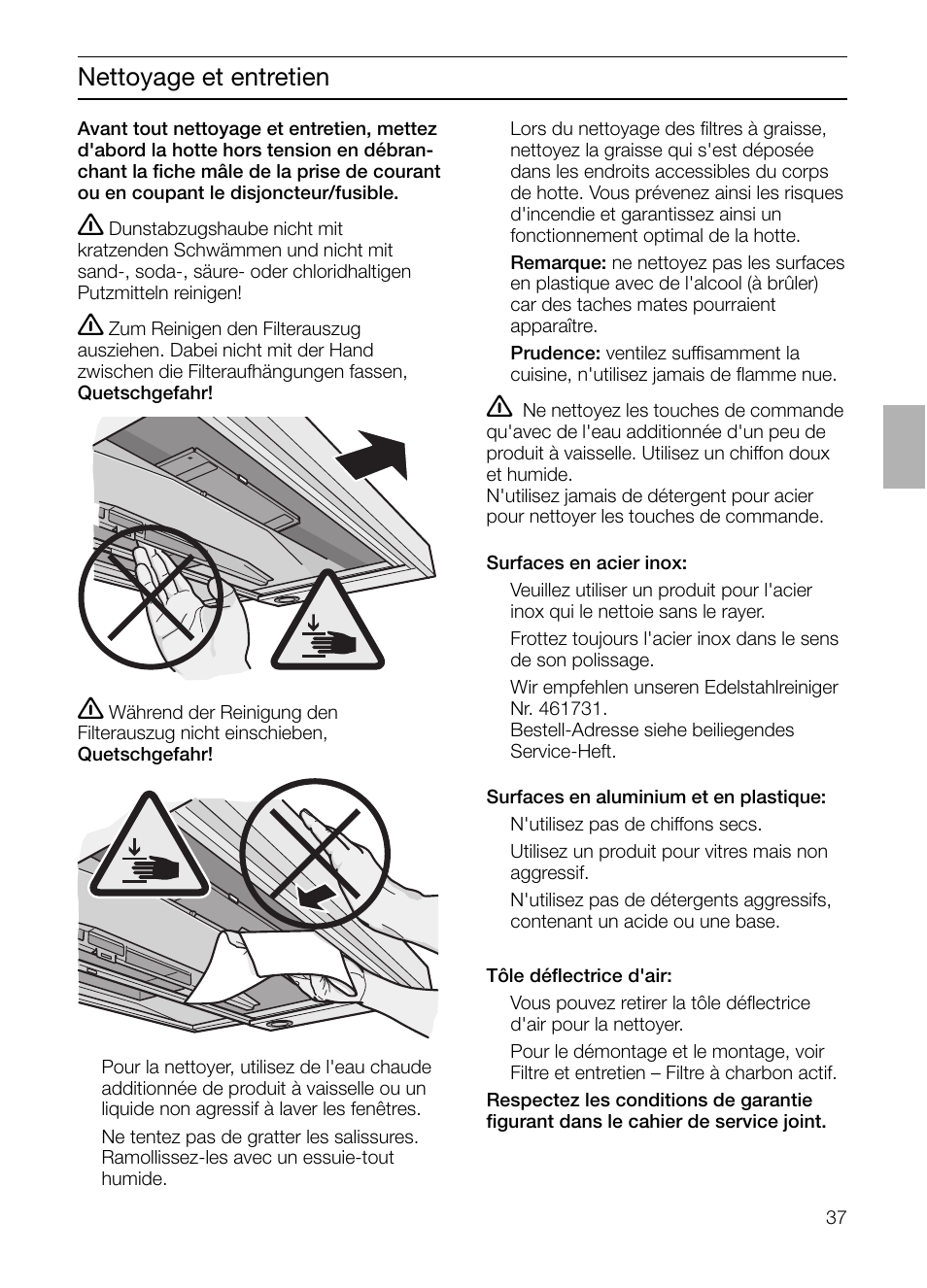Nettoyage et entretien | Siemens LC 957 AA 70 User Manual | Page 37 / 108