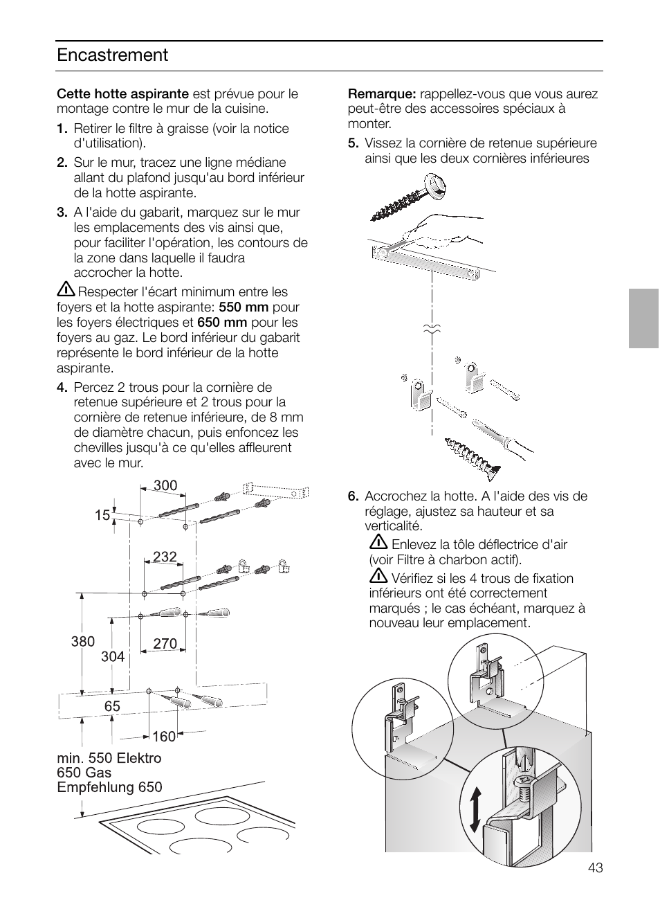 Encastrement | Siemens LC 957 AA 70 User Manual | Page 43 / 108