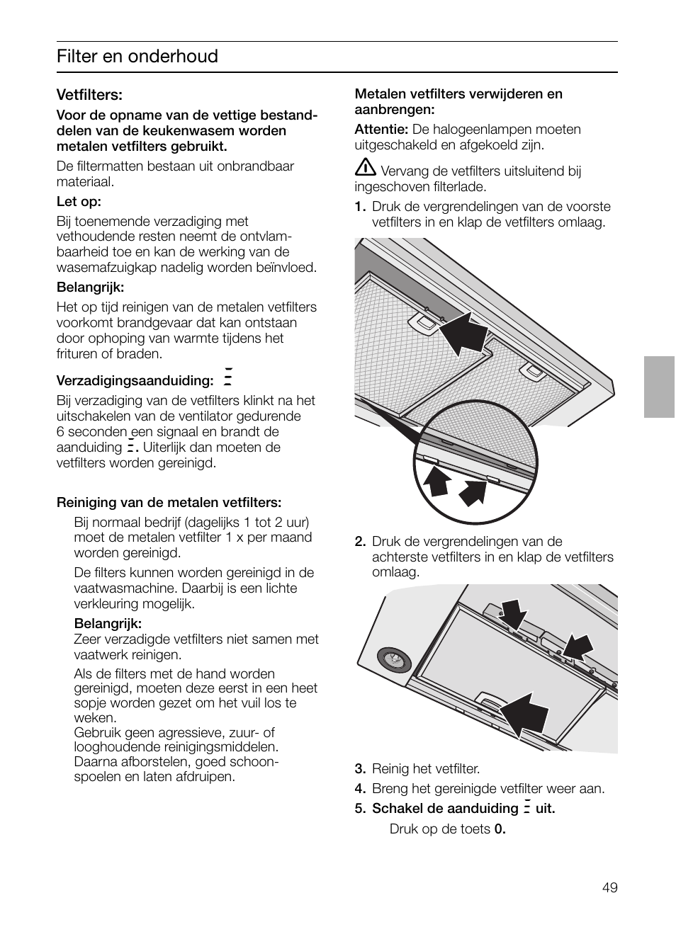 Filter en onderhoud | Siemens LC 957 AA 70 User Manual | Page 49 / 108
