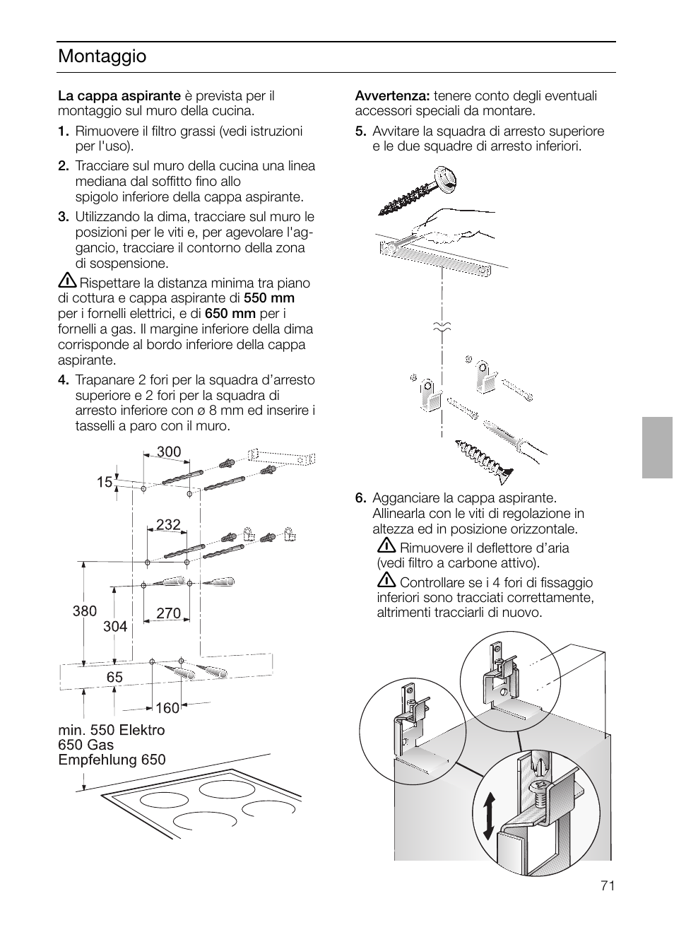 Montaggio | Siemens LC 957 AA 70 User Manual | Page 71 / 108