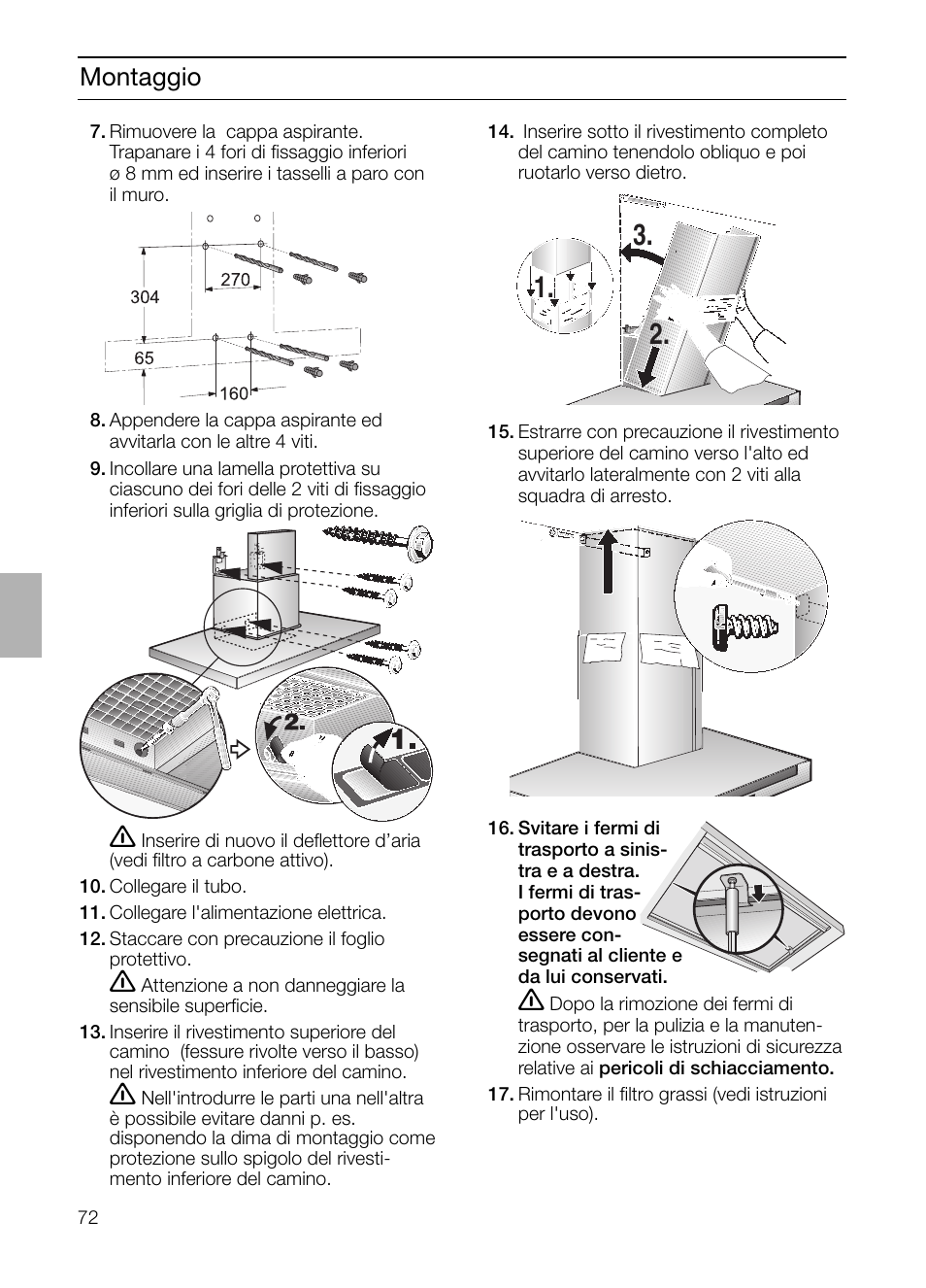 Montaggio | Siemens LC 957 AA 70 User Manual | Page 72 / 108