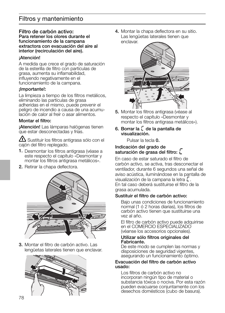 Filtros y mantenimiento | Siemens LC 957 AA 70 User Manual | Page 78 / 108