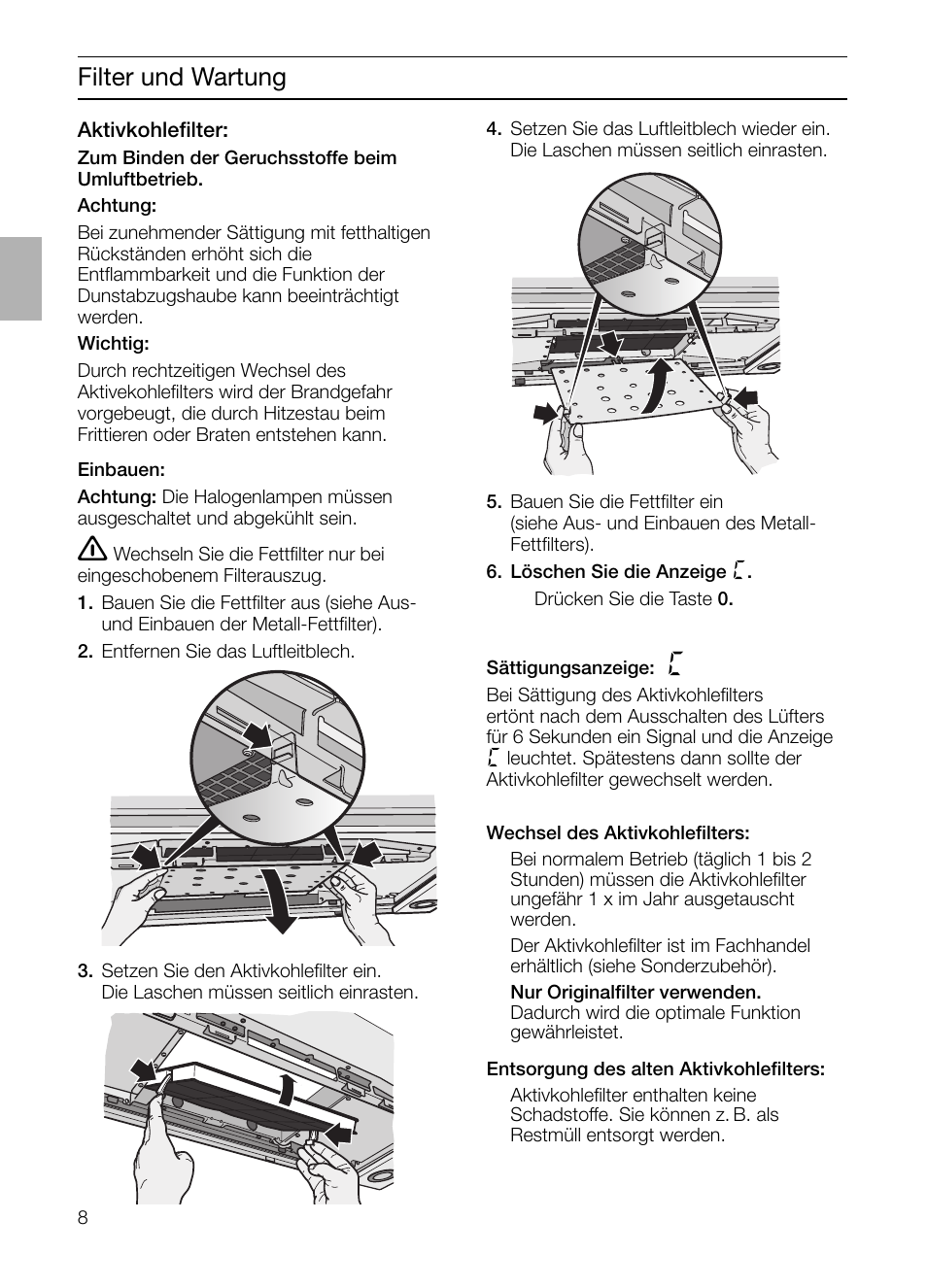 Filter und wartung | Siemens LC 957 AA 70 User Manual | Page 8 / 108