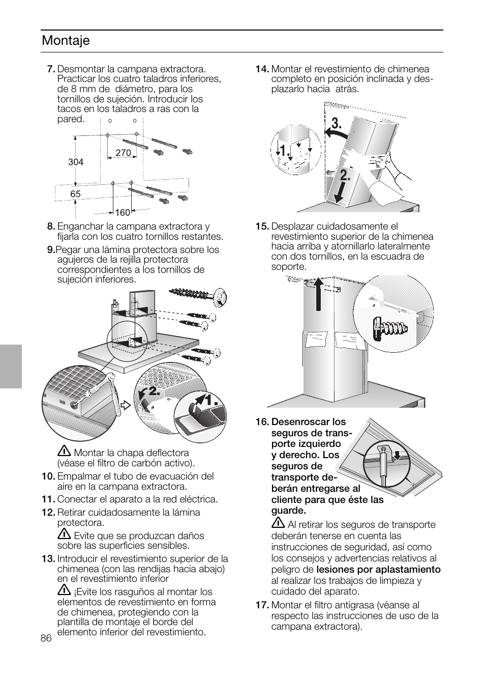 Montaje | Siemens LC 957 AA 70 User Manual | Page 86 / 108