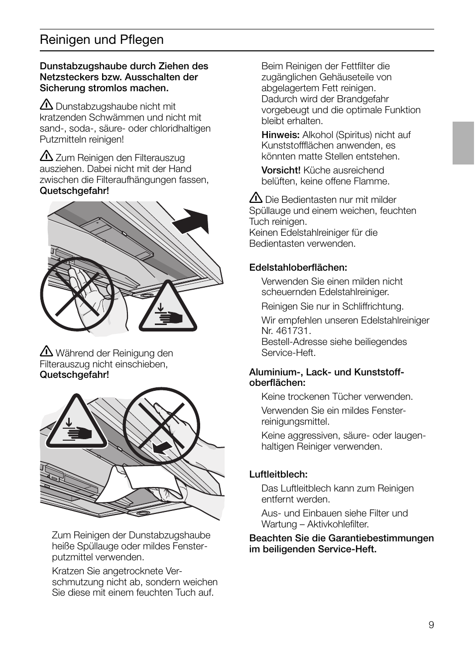 Reinigen und pflegen | Siemens LC 957 AA 70 User Manual | Page 9 / 108