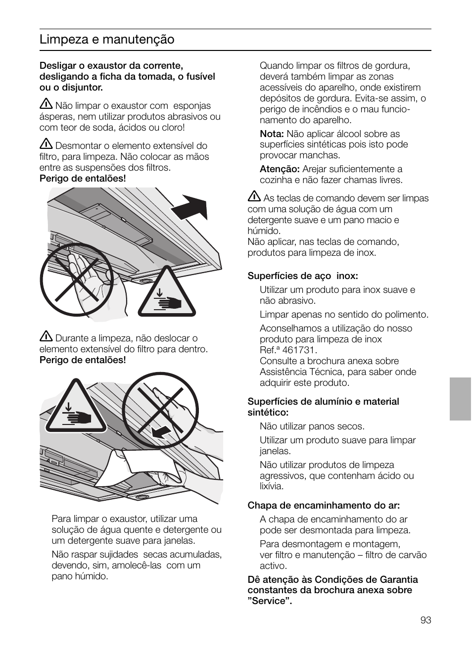 Limpeza e manutenção | Siemens LC 957 AA 70 User Manual | Page 93 / 108