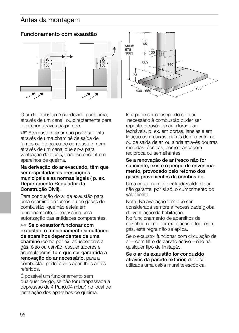 Antes da montagem | Siemens LC 957 AA 70 User Manual | Page 96 / 108