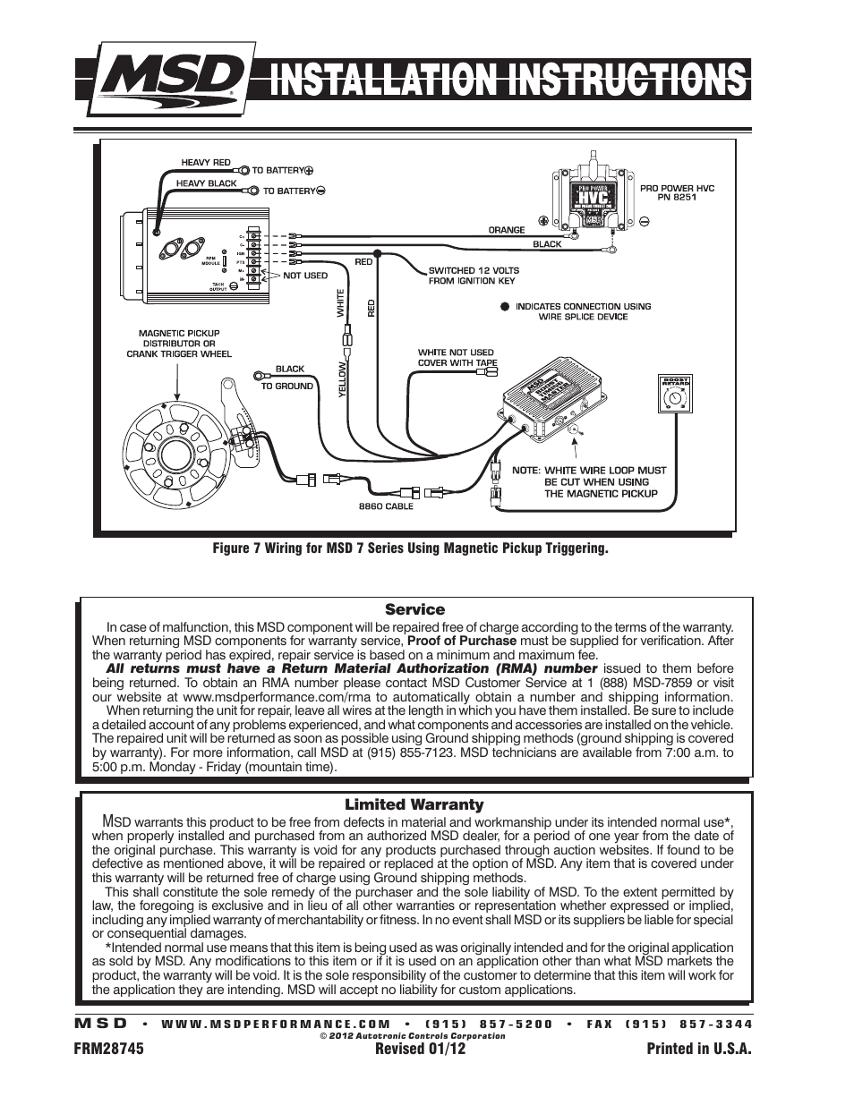 MSD 8762 Boost Timing Master for use with MSD Ignition Control Installation User Manual | Page 4 / 4