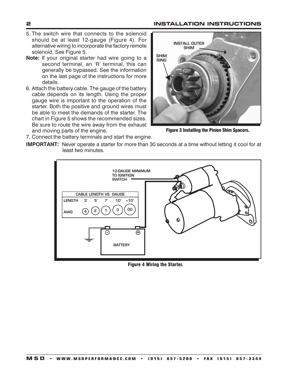MSD 5093 DynaForce Starter Ford FE 390, 427, 428 Engines Installation User Manual | Page 2 / 4