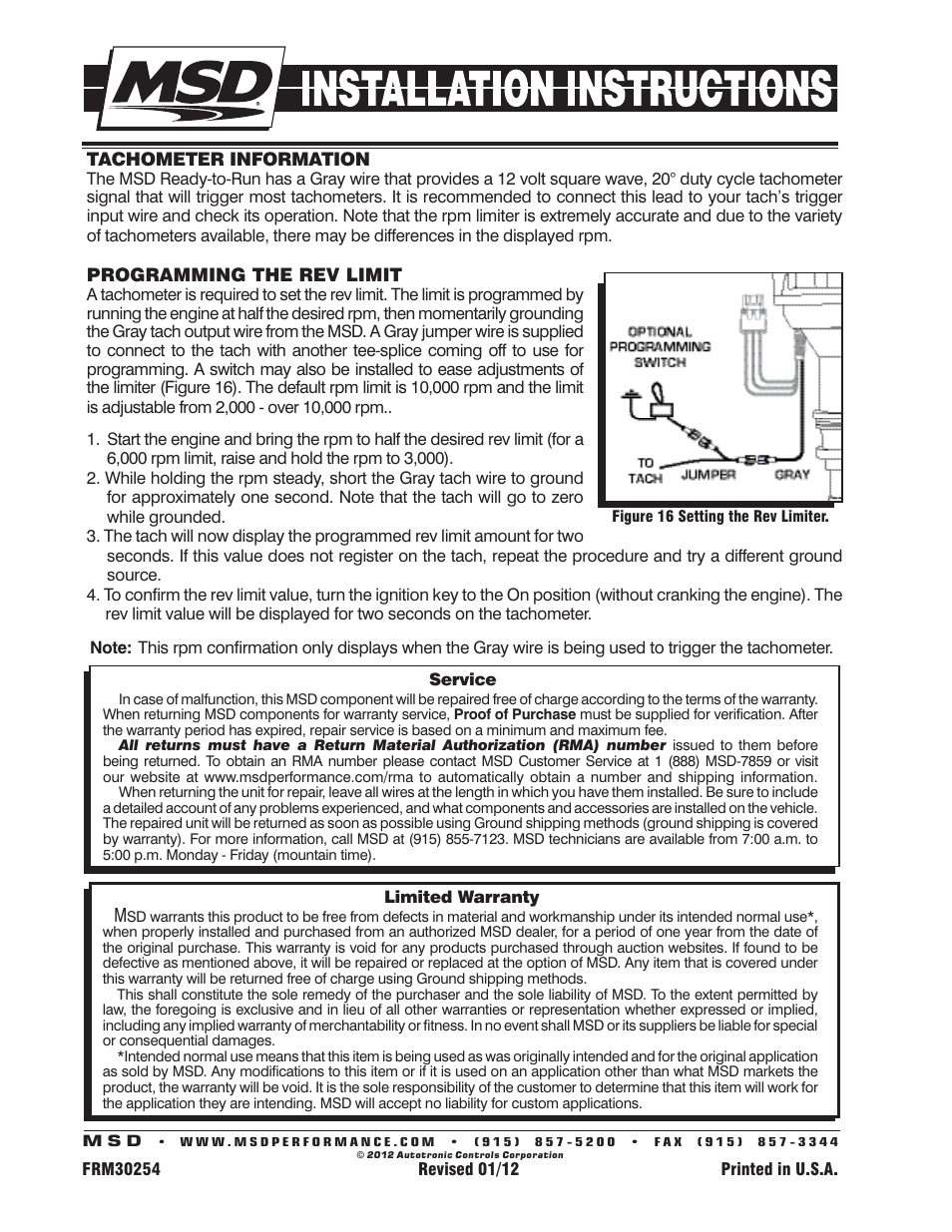 MSD 8573 Flathead Ford Ready to Run Distributor for '49-'53 Installation User Manual | Page 8 / 8