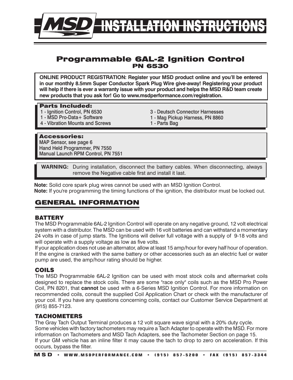 MSD 6530 Digital Programmable 6AL-2 Installation User Manual | 20 pages