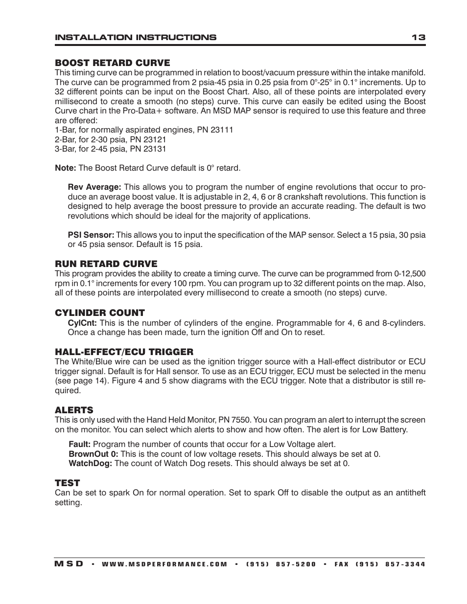MSD 6530 Digital Programmable 6AL-2 Installation User Manual | Page 13 / 20