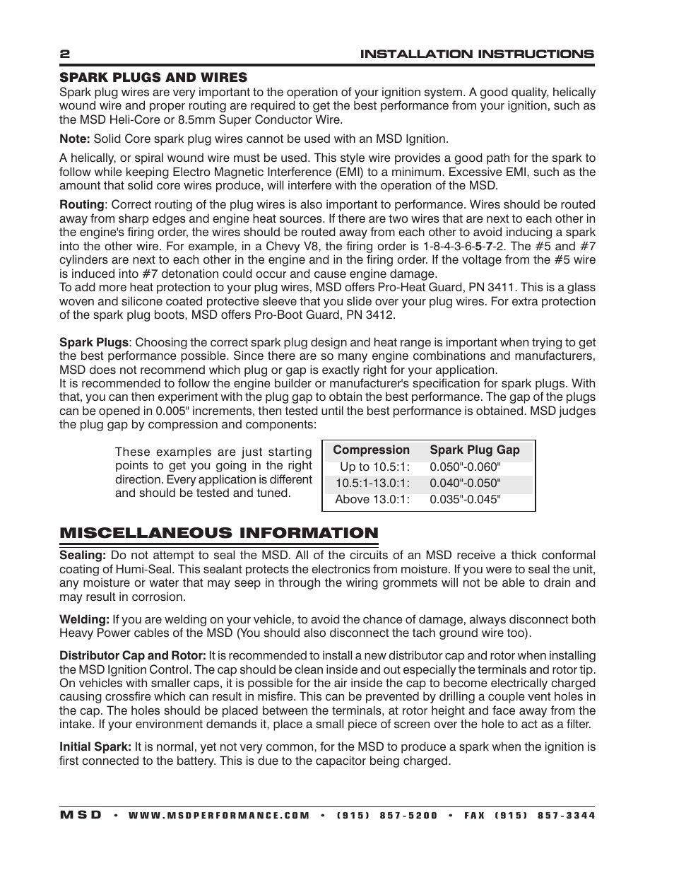 MSD 6530 Digital Programmable 6AL-2 Installation User Manual | Page 2 / 20