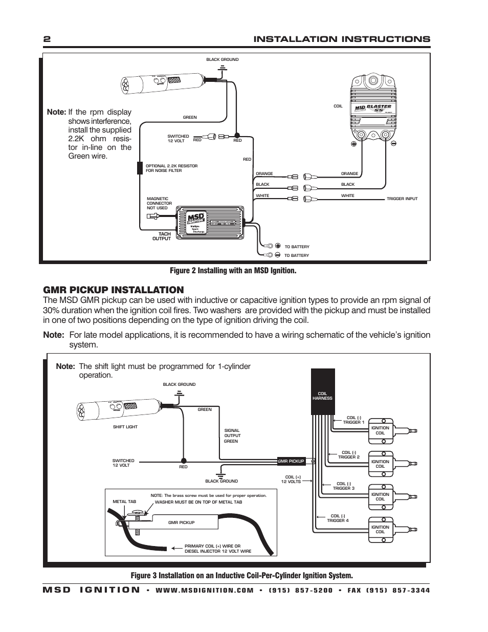 Gmr pickup installation | MSD 8963 Digital Programmable Shift Light Installation User Manual | Page 2 / 4