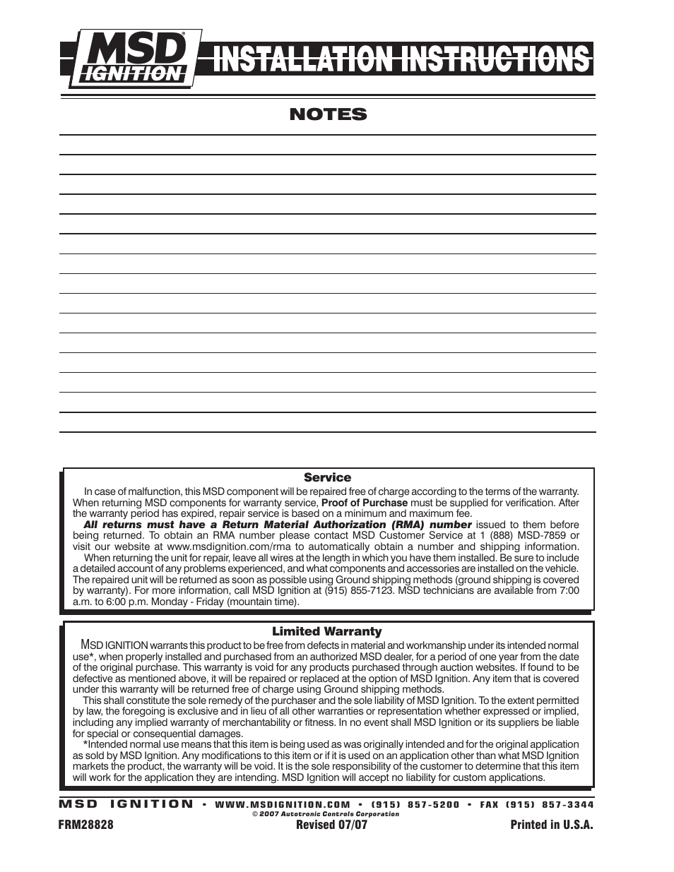 MSD 8886 Adapter Cable for MSD 6010_60101 to GM OEM Sensors Installation User Manual | Page 4 / 4