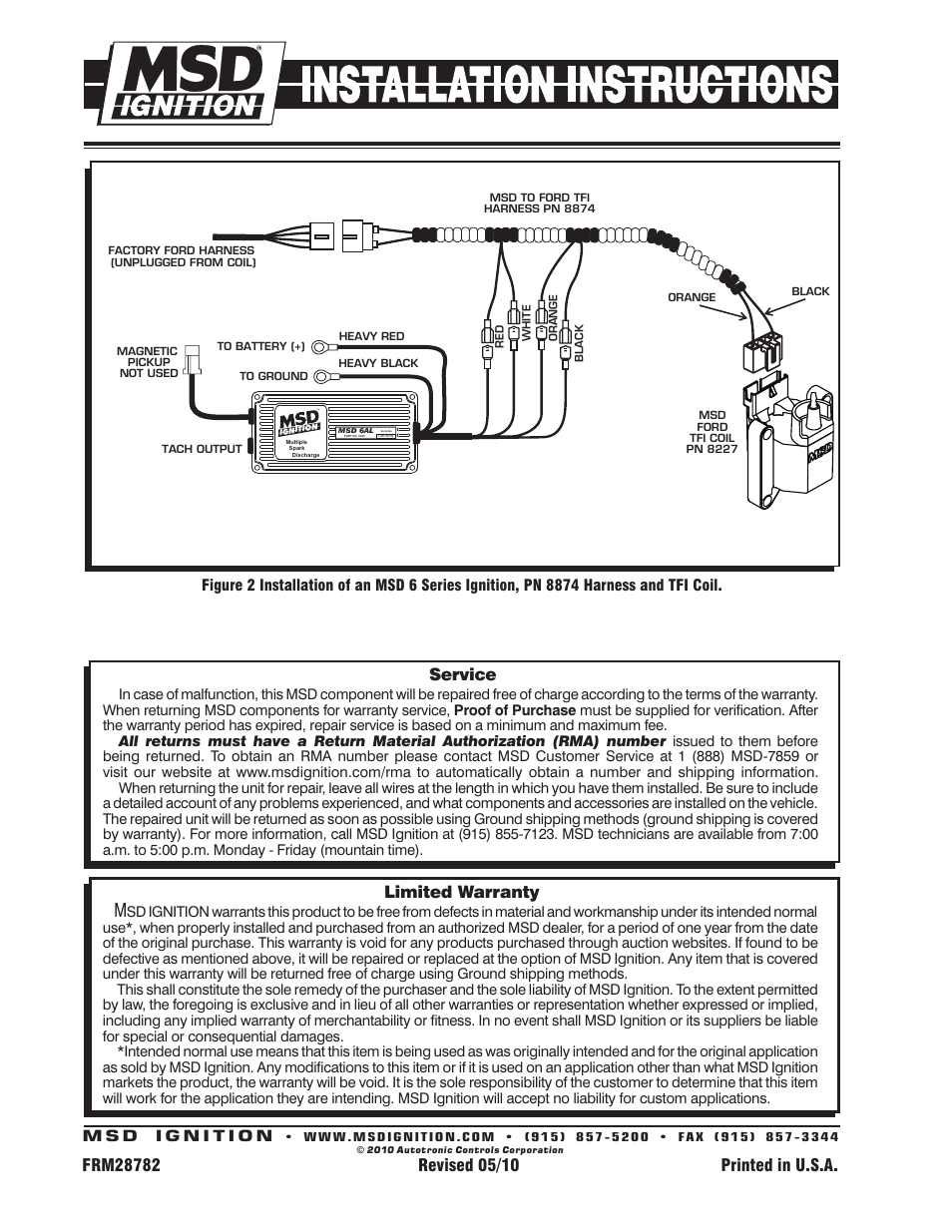 Service | MSD 8227 Ford TFI Coil, Hi Performance Installation User Manual | Page 2 / 2