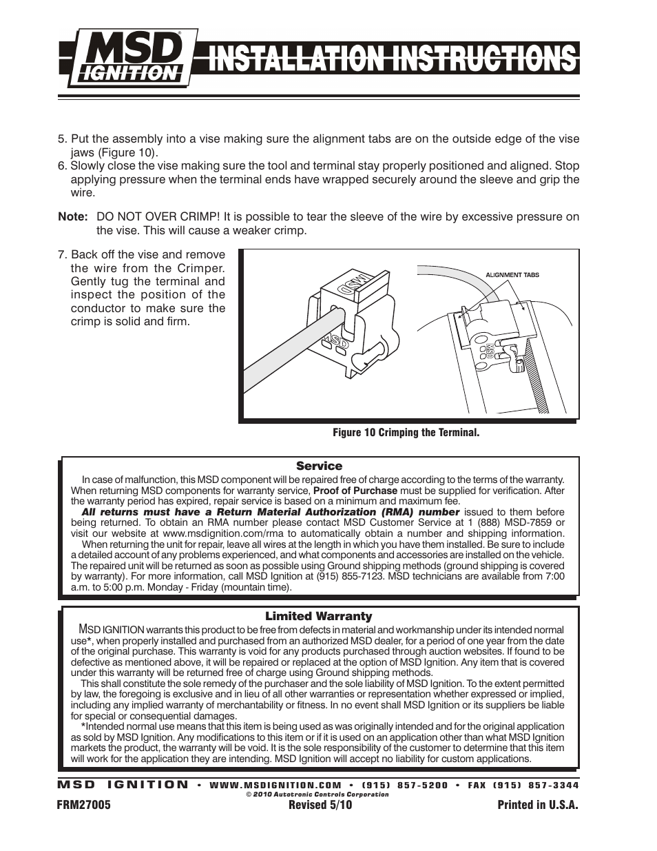 MSD 82933 Modified Distributor Cap and Rotor for Acura Integra GSR 94-01 Installation User Manual | Page 4 / 4