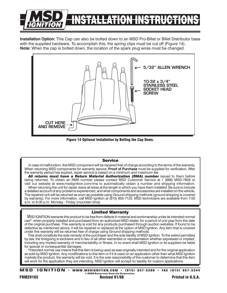 MSD 8474 HEI Distributor Kit Installation User Manual | Page 8 / 8