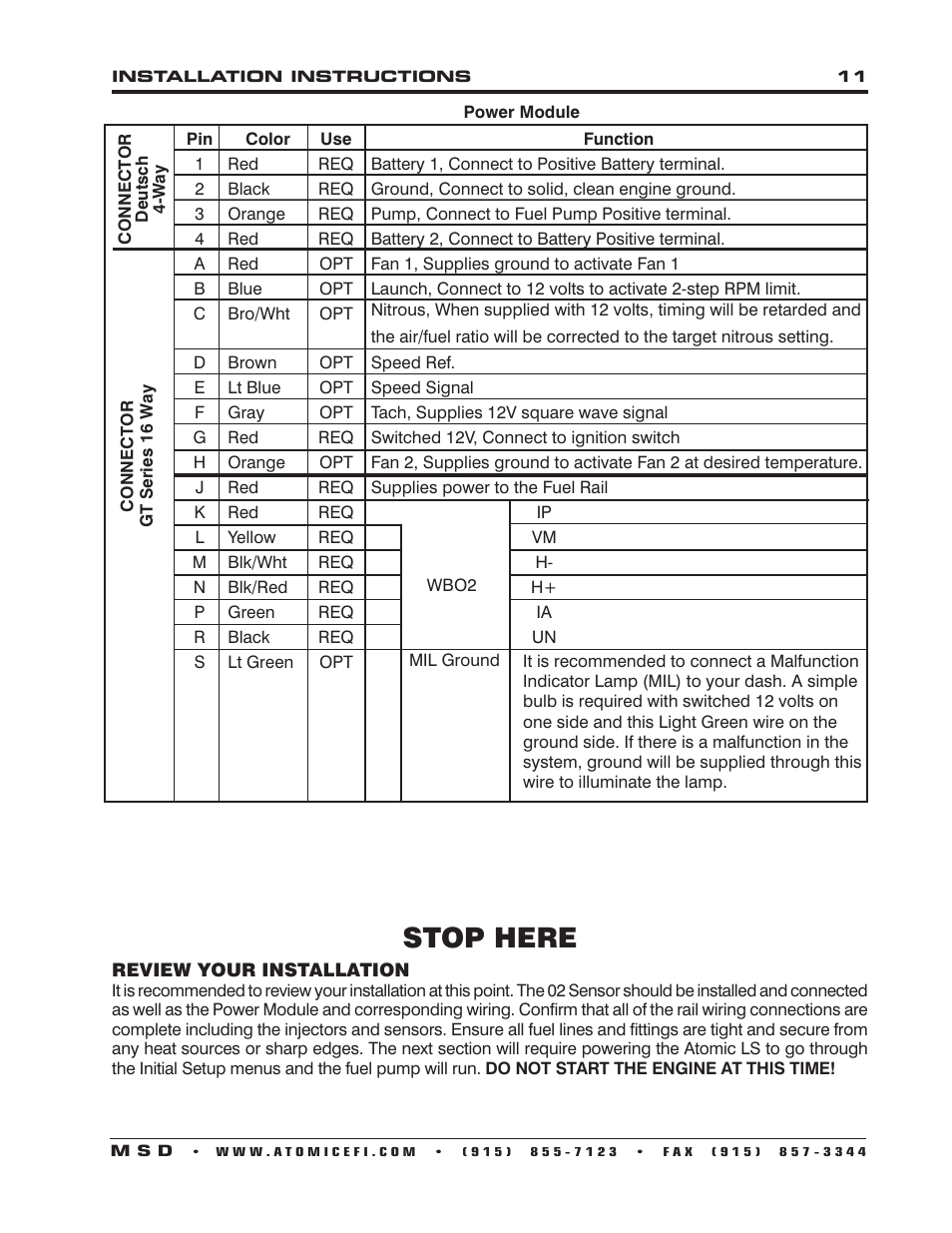 Stop here | MSD 2950 Atomic LS2_LS3 Master Kit Installation User Manual | Page 11 / 20